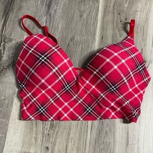 PINK Wireless Push-up Bra Plaid